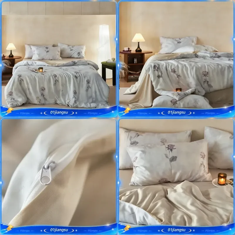 Svetanya Lyocell Silk Bedding Set Queen King Size Duvet Cover Sheet Set Soft Breathable Bed Linen Home Textile Bedroom Decor