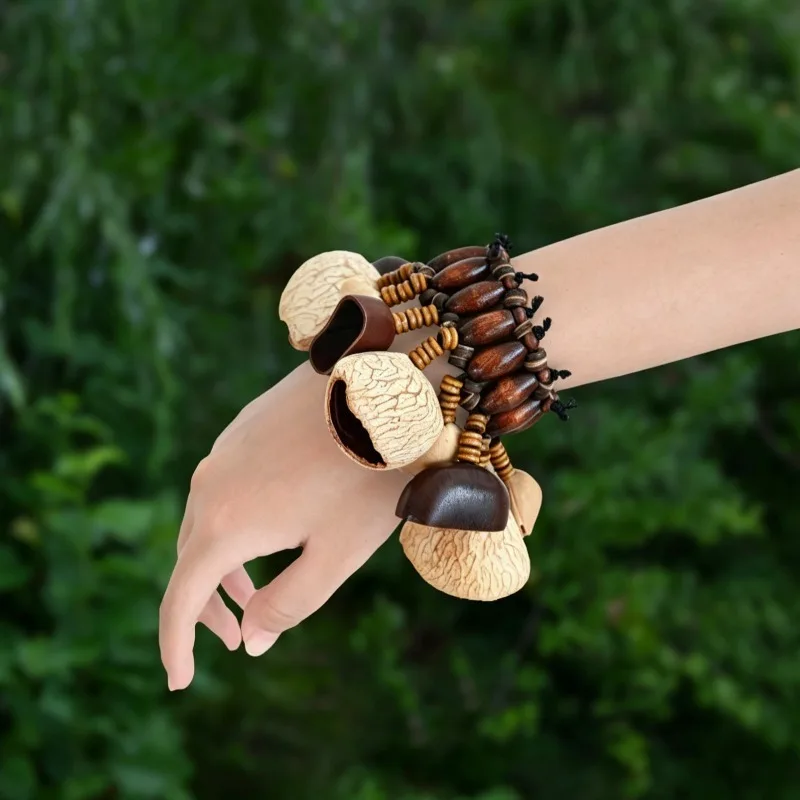 Plant Shell Bell Bracelet Handmade Handbells Meditation Sound Healing Yoga Wind Chimes Bracelet Rare Perform Musical Instruments