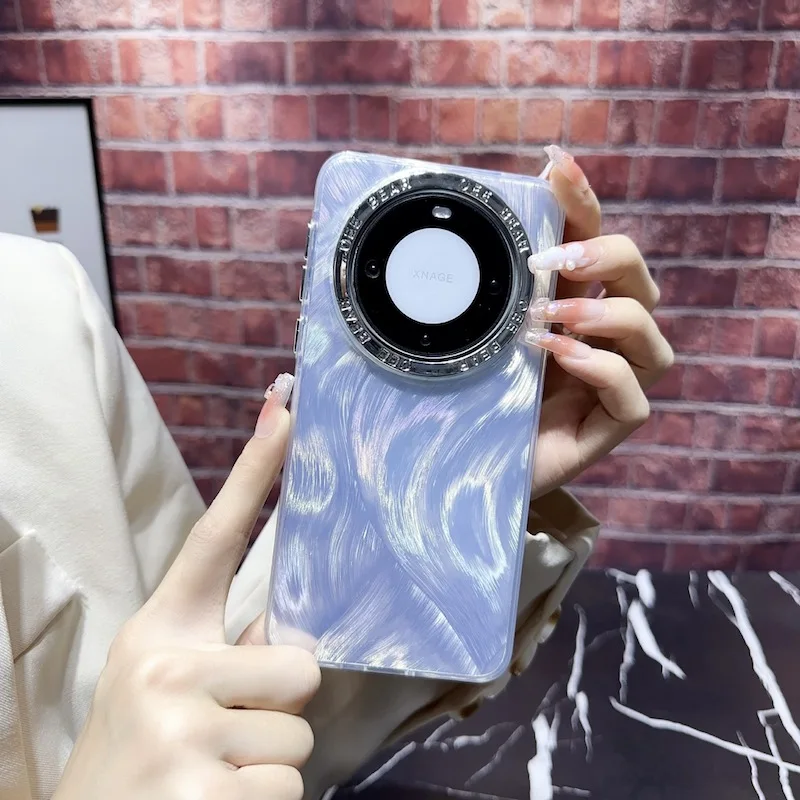 Shine Feather Pattern IMD Phone Case For Huawei Pura70 P40 Mate60Pro+ P50 Mate30 Mate40 P60Pro Full Cover Back Body Protection