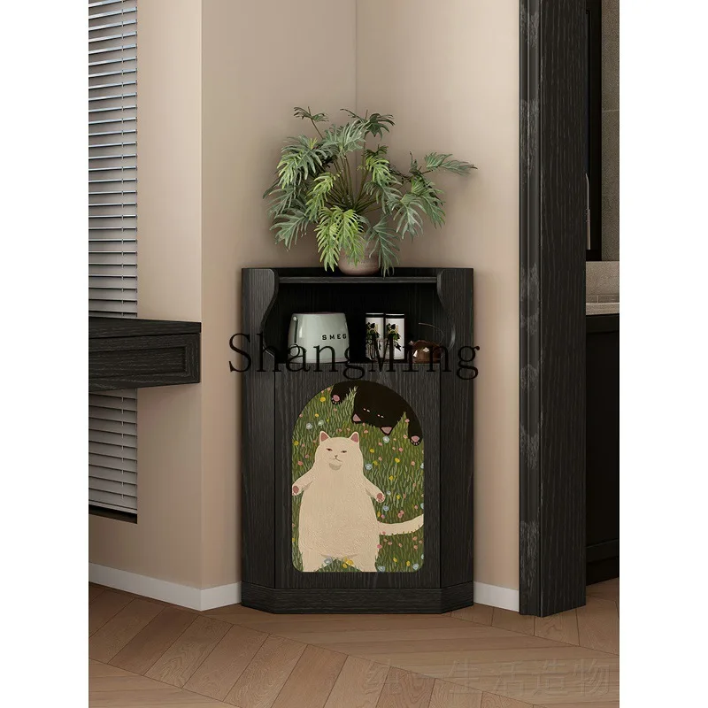 

ZYY solid wood triangular cabinet household living room bedroom corner rack entrance corner cabinet