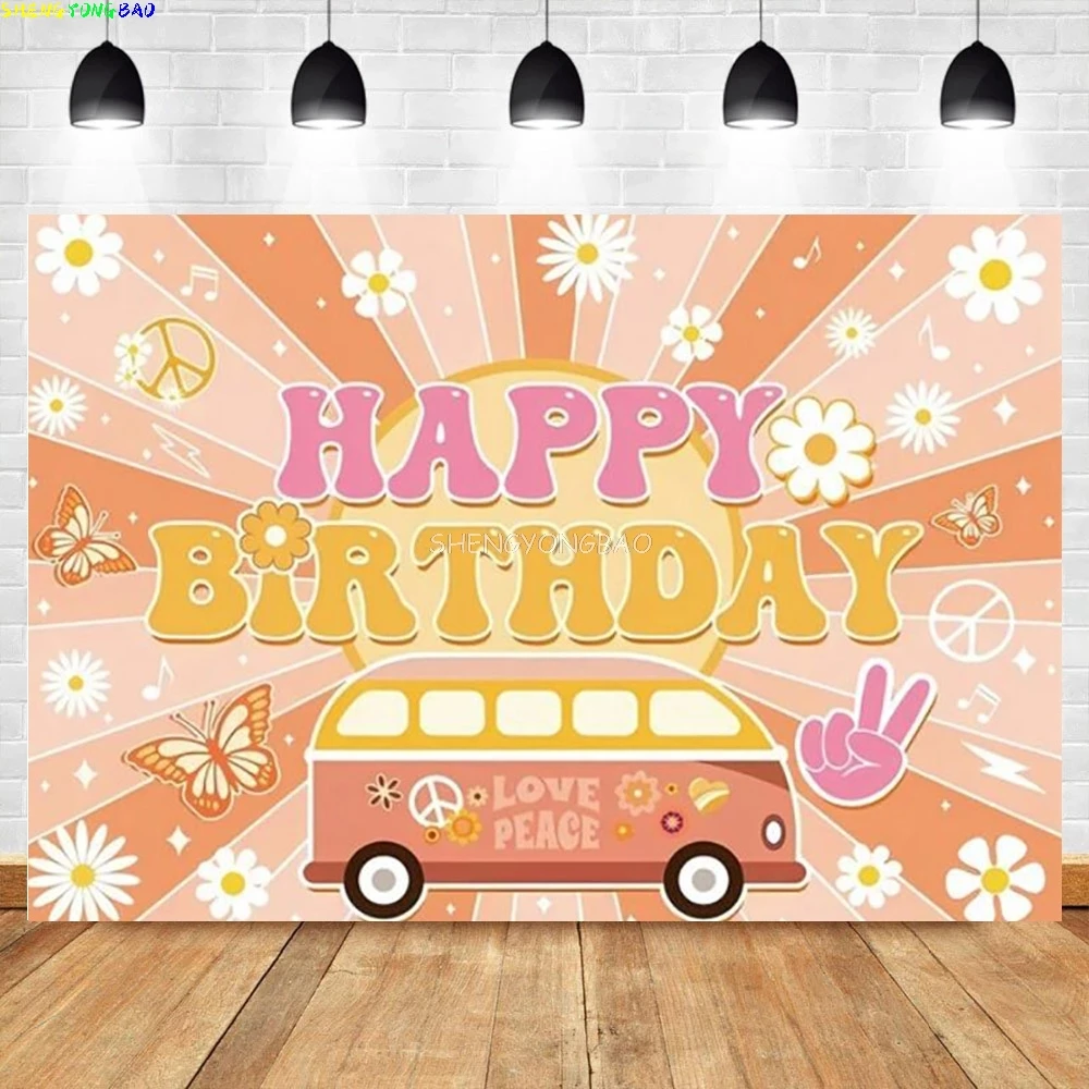 Boho Rainbow Daisy Girl 1st Birthday Photography Backdrop Peace Love Newborn Background Baby Shower Party Decor Studio Props