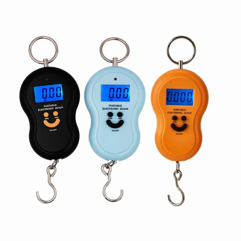 Portable Electronic Digital Scale with Backlight, Fishing, Luggage, Travel, Weight Pocket, Kitchen, Hanging, 50kg, 10G, 4Pcs