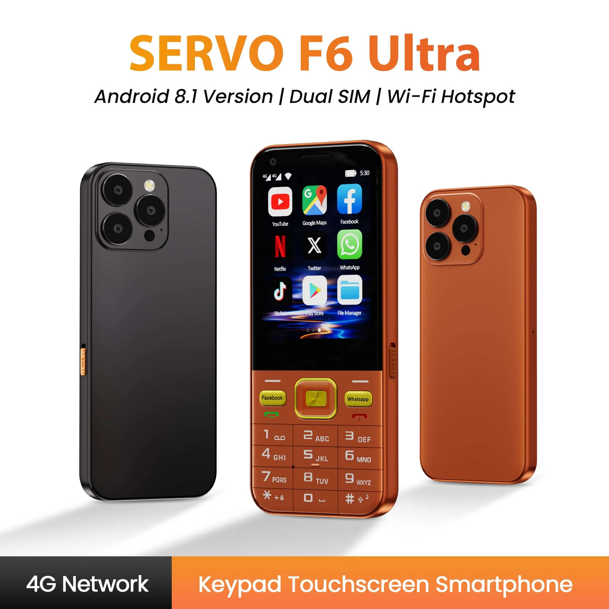 SERVO F6 Ultra Unlocked 4G LTE Button Android Smartphone 2.8