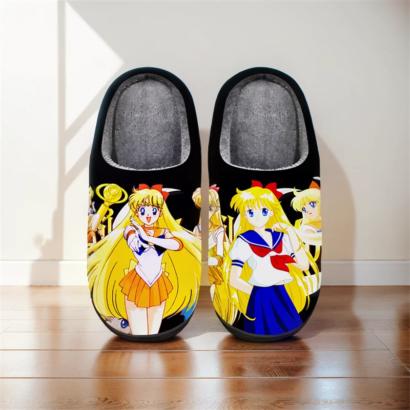 Anime Cartoon Cute Slippers Sailor Moon Aino Minako Winter Warm Slippers For Man Woman Boy Girl Unisex Halloween Shoes Gift