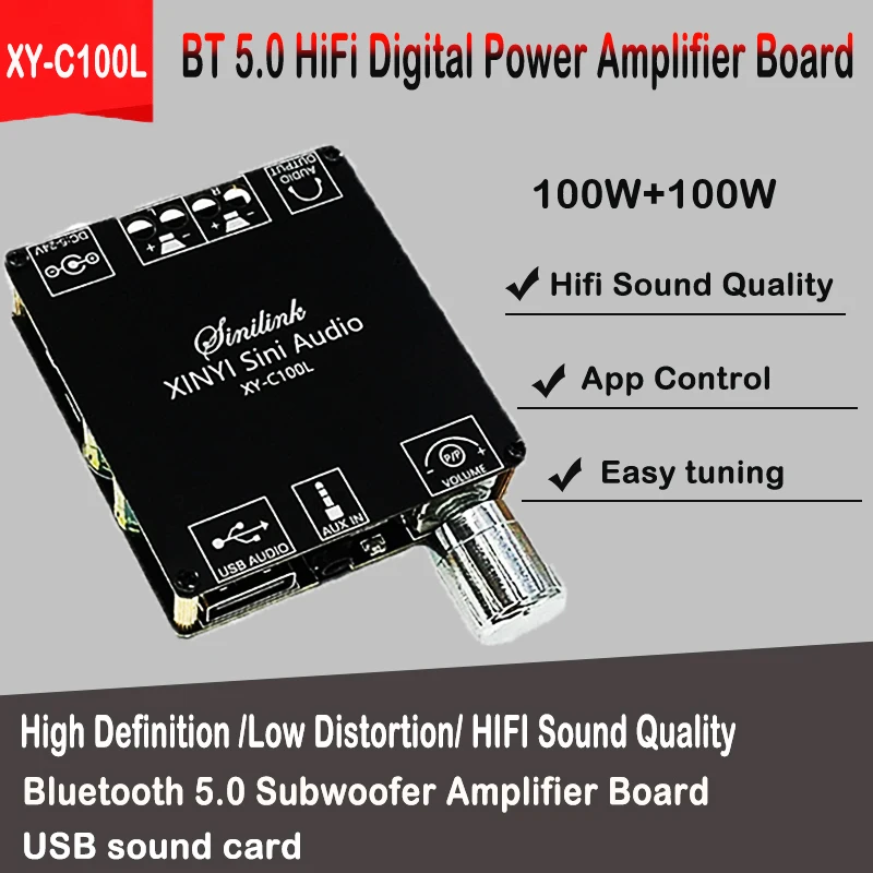 XINYI Audio HiFi Digital Power Amplifier Board 100W C100L Bluetooth 5.0 Dual-channel Speaker Stereo Subwoofer Audio AMP Module