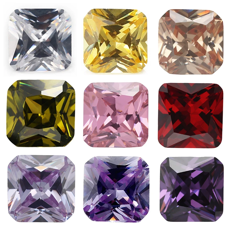 50pcs/20pcs 3x3mm~10x10mm 5A Square Octangle Shape CZ Stone Various Color Cubic Zirconia Loose Synthetic Gems For Jewelry