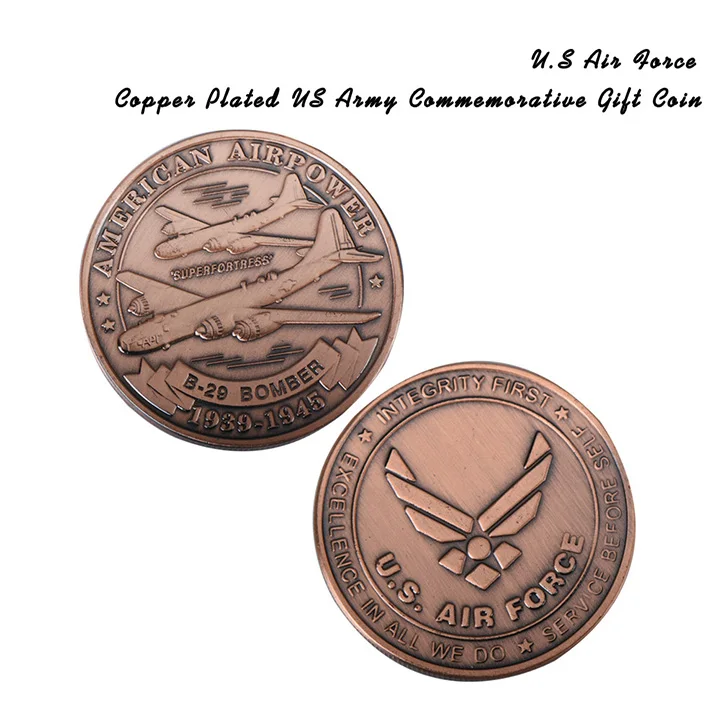 B-29 Bomber Copper Plated Us Air Force Army Commemorative Coin American Airpower Military Challenge Souvenir Coin for Collection