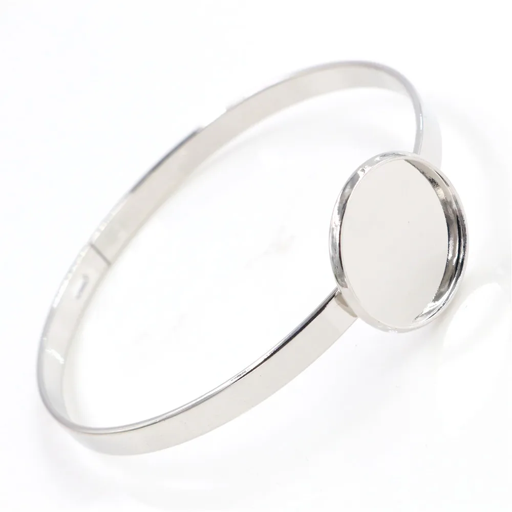 20mm 7 Colors Plated Plated Single Circle Bangle Settings Bracelet Cabochon Base Cameo Blank Bezel Tray High Quality Accessories