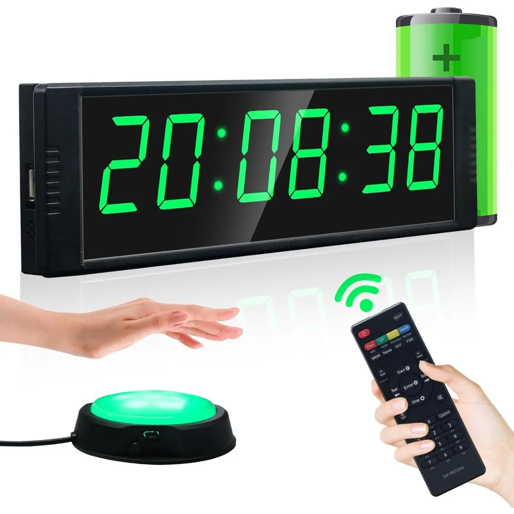

Digital Wall Clock with Remote Interval Timer Stopwatch for Home Gym Workout 12 24H