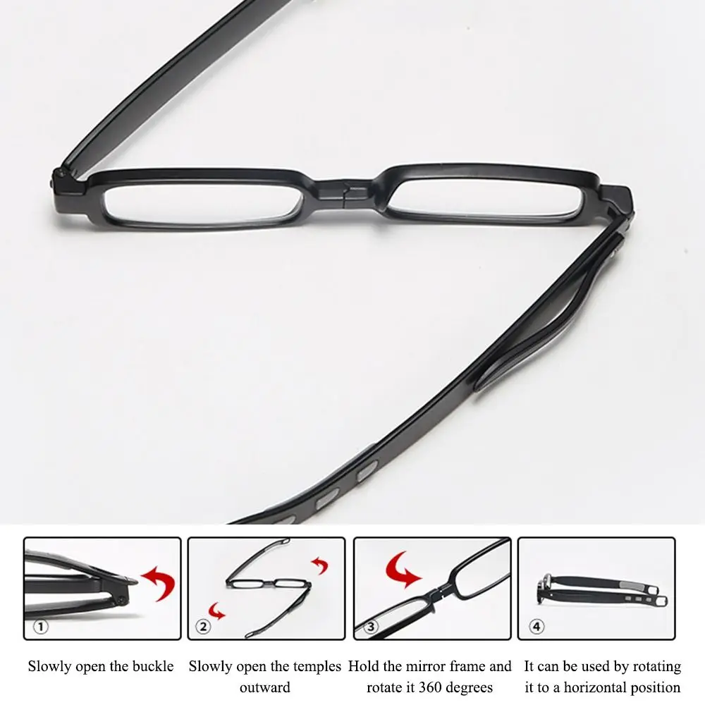 +1.0~+4.0 Mini Pocket Pen Clip Readers Presbyopic Eyeglasses 360°Twist Folding Portable Anti Blue Light Reading Glasses