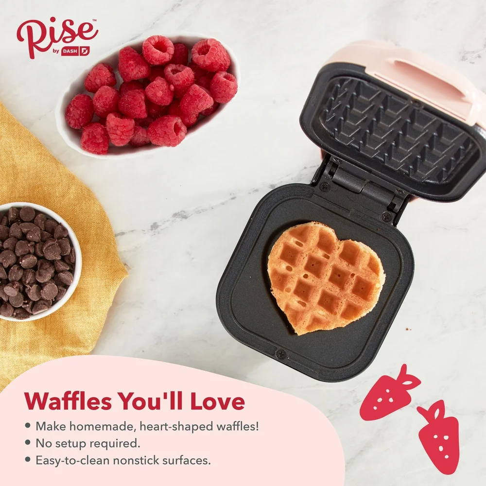 Coração mini waffle maker antiaderente compacto aparelho de cozinha waffles hash browns cozimento rápido fácil limpo ideal crianças presentes