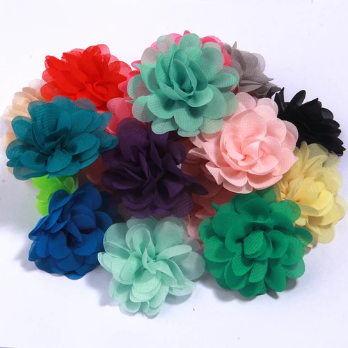 Imagen 1 del producto 20 piezas Mini tela de gasa de 2 ""y 5cm para niñas, accesorios para el cabello, cabeza, vestido de boda, accesorios para hacer ropa, flores de seda