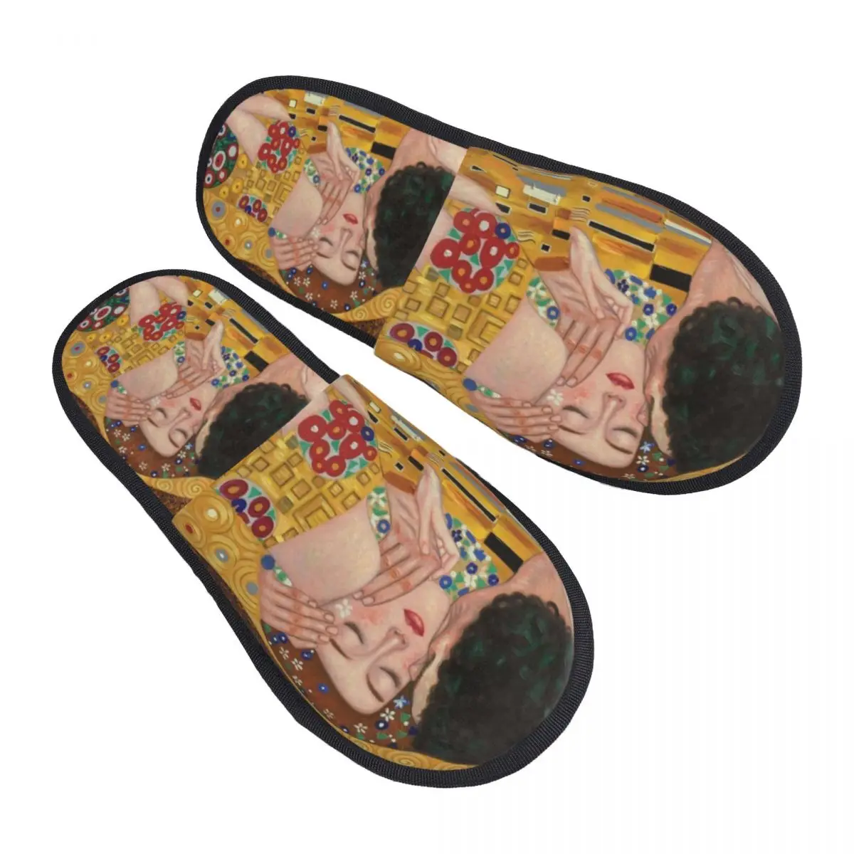 Custom The Kiss By Gustav Klimt Memory Foam Slippers Women Soft Warm Painting Art House Slippers