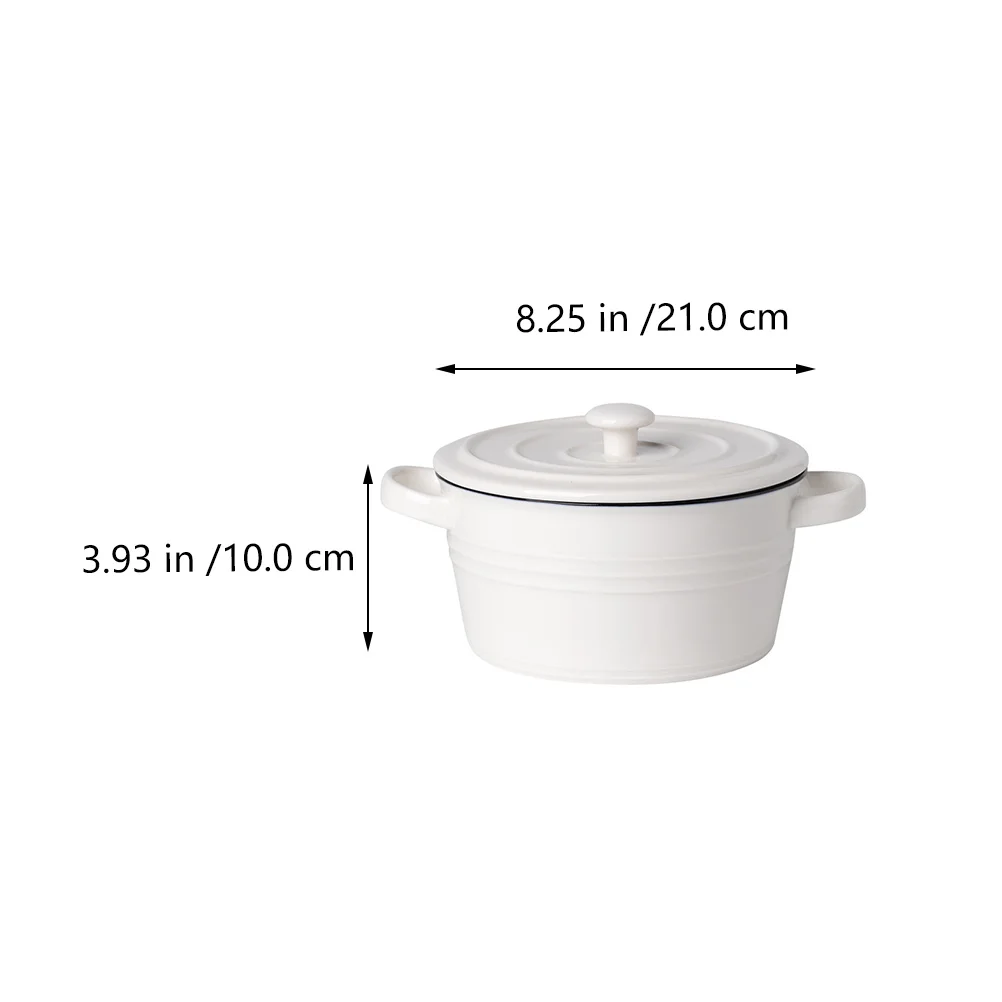 1 قطعة وعاء تبخير السيراميك غطاء مقبض مزدوج وعاء حساء رائع للمطبخ مطعم المنزل متعدد الوظائف الحلوى #5