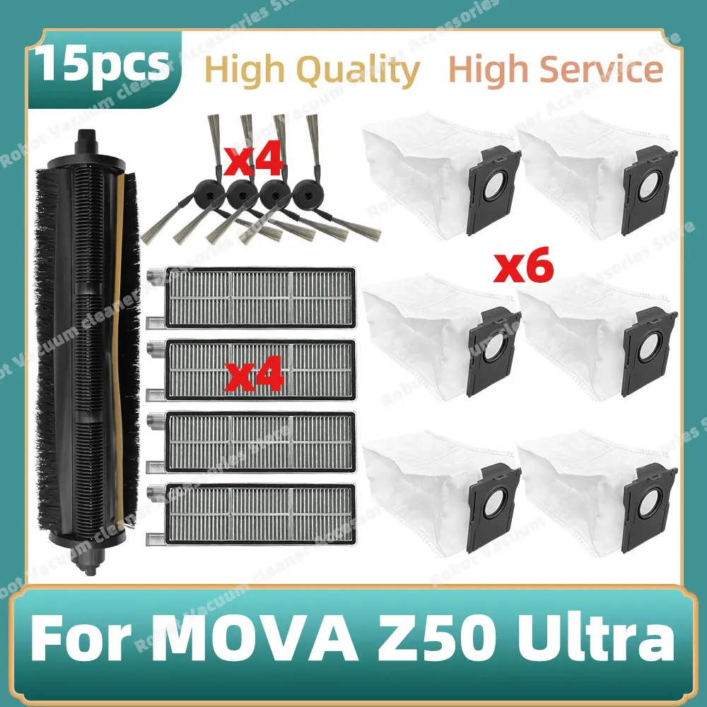 

Compatible For ( MOVA Z50 Ultra ) Parts Main Roller Side Brush Hepa Filter Dust Bag Replacement Accessories