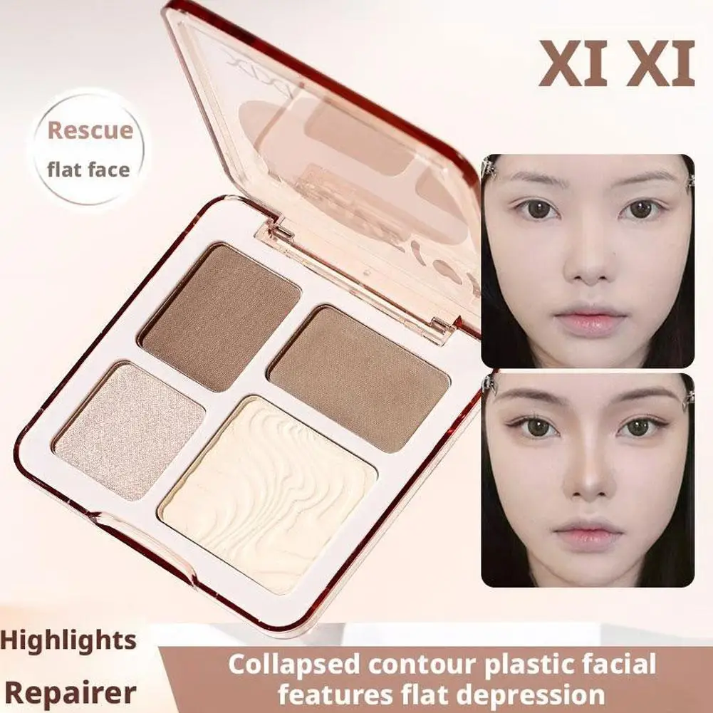 Paleta do konturowania twarzy z matowymi rozświetlaczami i bronzerami, 4 kolory, długotrwały makijaż, cienie do konturowania twarzy, kosmetyki do stylizacji.