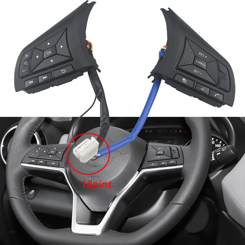 Multifunction Steering Wheel Cruise Control Switch Button Audio Volume Control For Nissan Kicks Versa 2017‑2022 Sylphy 2020‑2022