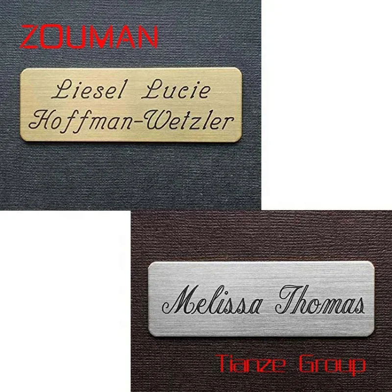 Personalizado Brushed Brass Nameplate, Cheap Name Plate, Metal Label, Gravado Label, Custom