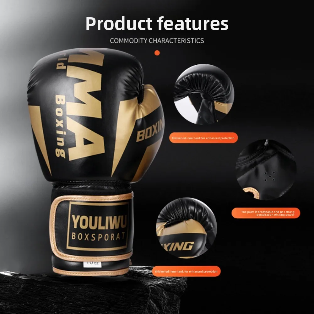 

PU Leather Boxing Gloves Breathable Protective Kickboxing Gloves Sponge Padding Thick Punching Training Gloves Kicking Mitts
