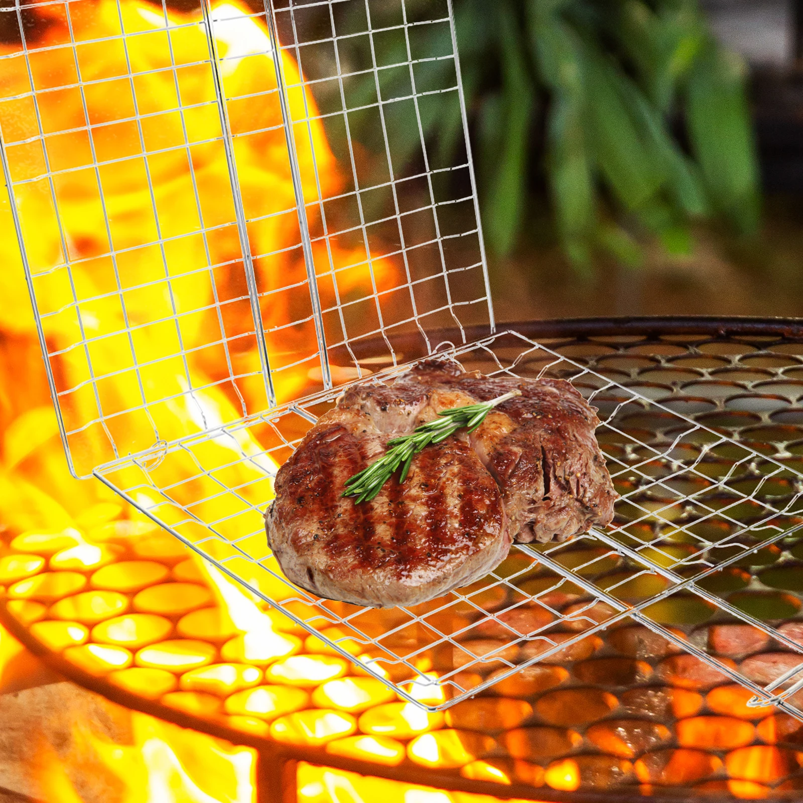 

Grilled Fish Net Barbecue Clip Tools Outdoor Cooking Charcoal Stainless Steel Square