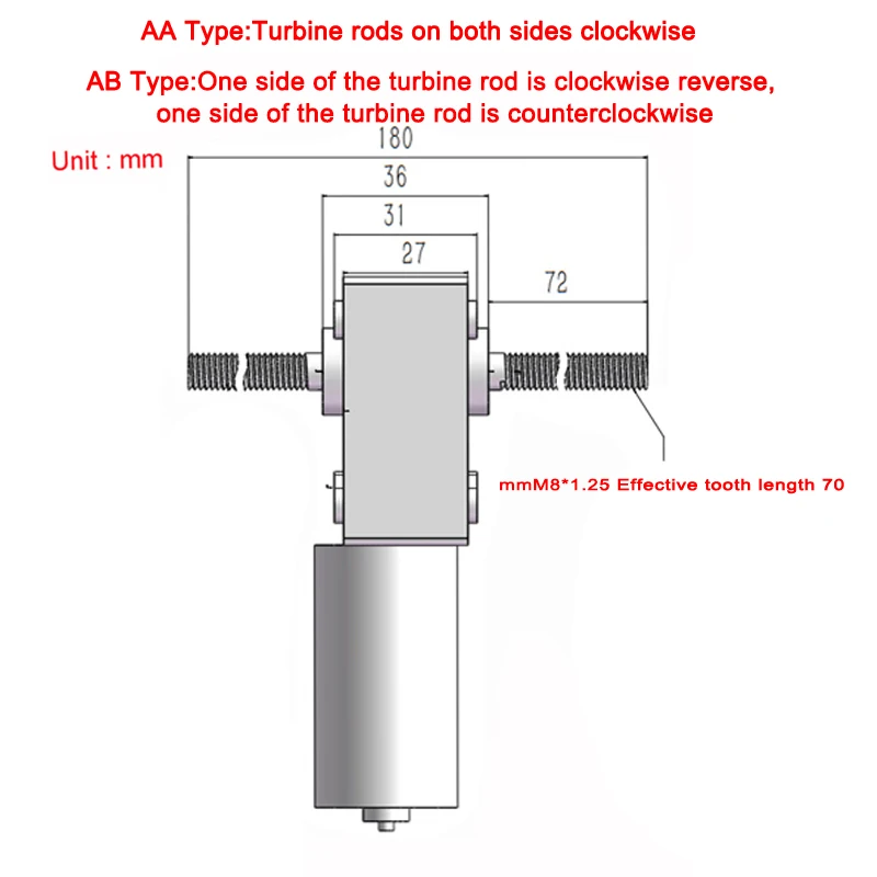 DC12V 24V Worm Geared Motor Self Lock Reversible M8 Double Shaft Flange 12-470RPM Equipment Drive Replacement Motor