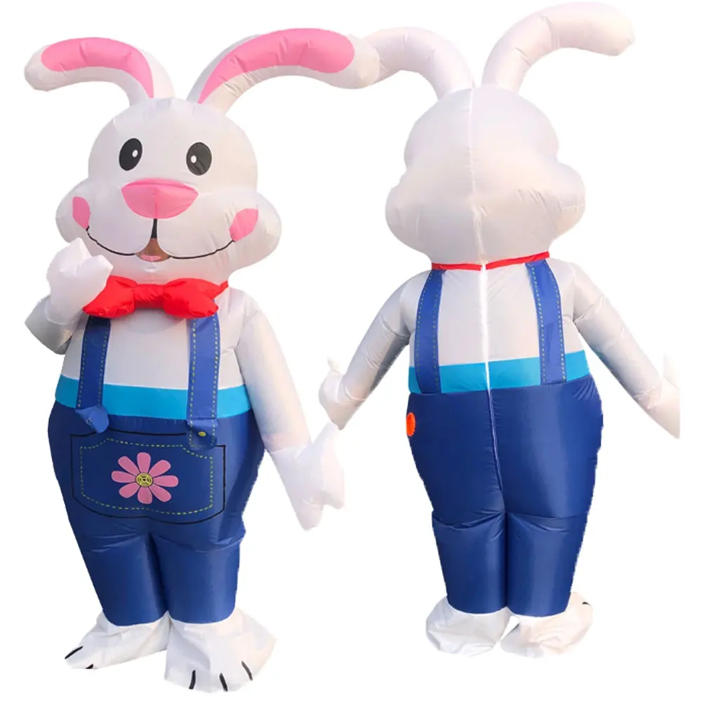 Halloween-Kostüm für Erwachsene, aufblasbares Osterhasen-Kostüm, Anime-Maskottchen, Kaninchen-Kostüm, Weihnachts-Cosplay-Partykleid, inklusive Ventilator