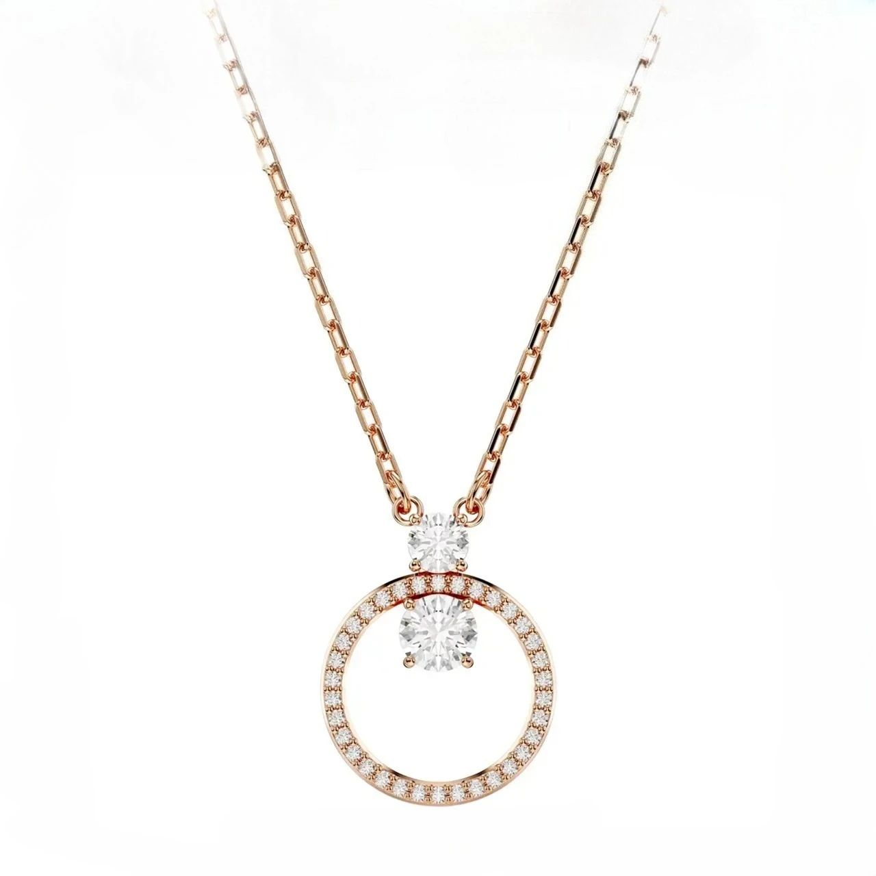 

2025 Fashion Rose Gold Necklace Pendant Necklace Crystal Clavicle Chain for Girlfriend Sweet and Cool