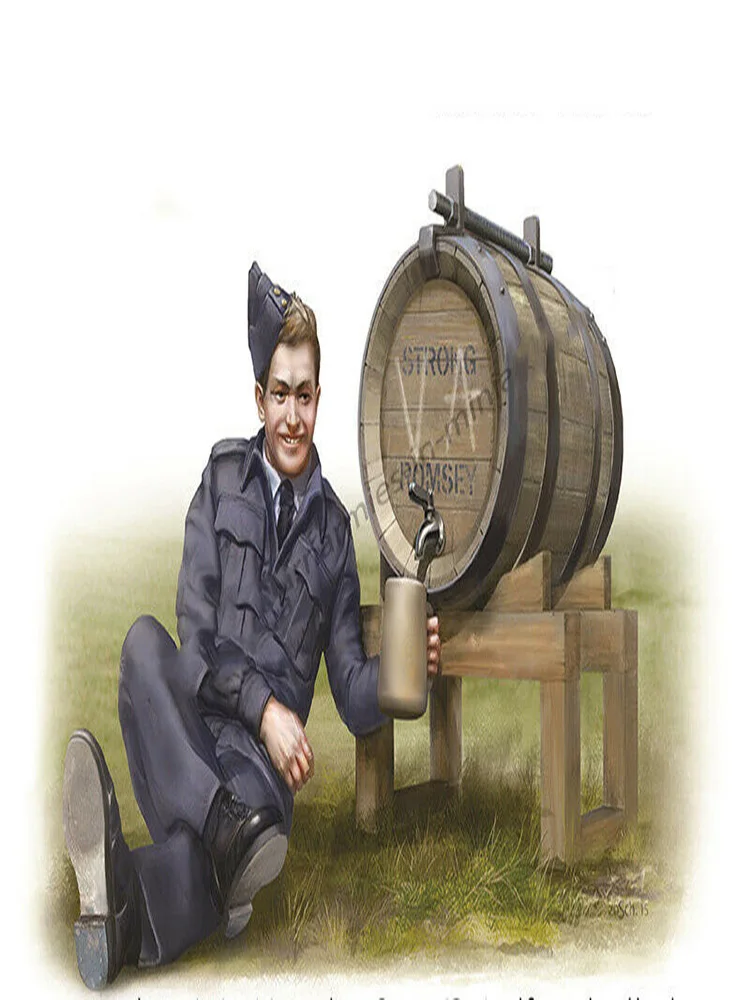 Unassambled 1/24  Man Sitting with Wine barrel    Resin figure miniature model kits Unpainted