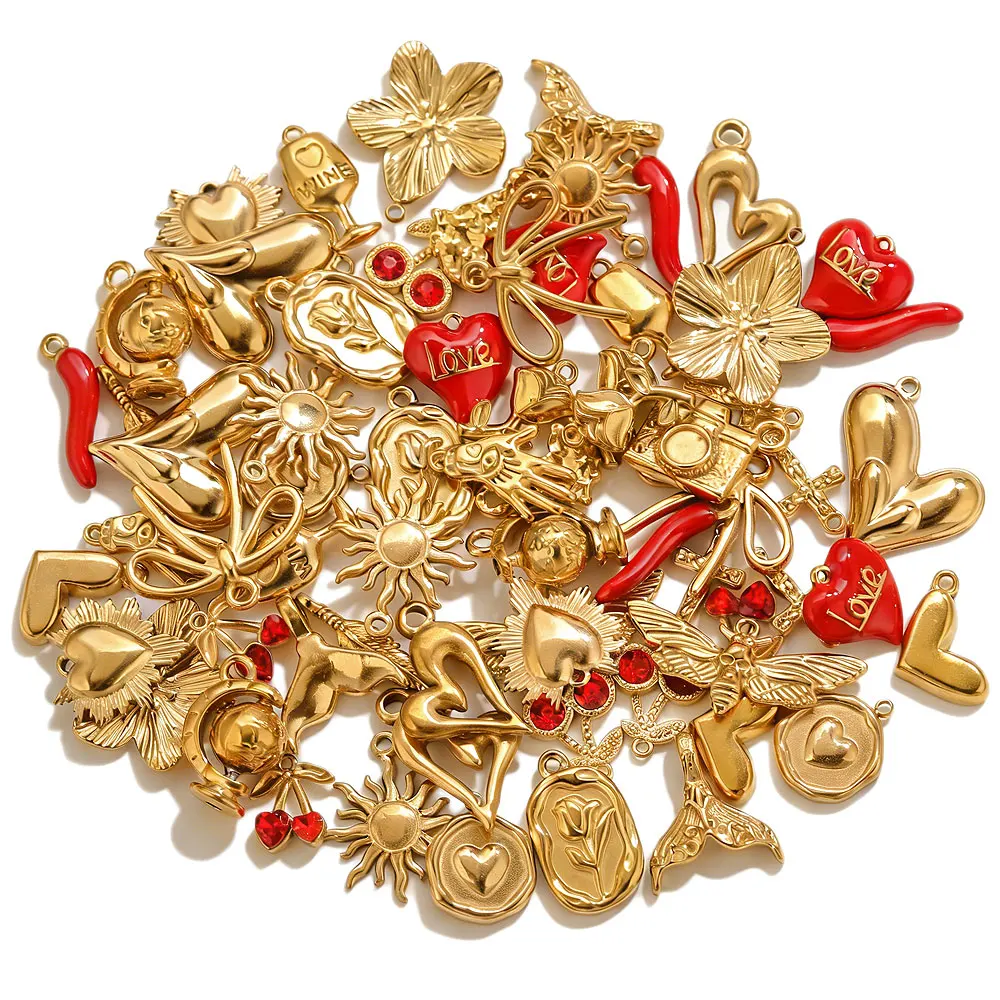 

5pcs Stainless Steel Small Charms For Jewelry Making DIY Women Necklace Earrings Gold Charm Pendant Connector Jewelry Craft Bulk
