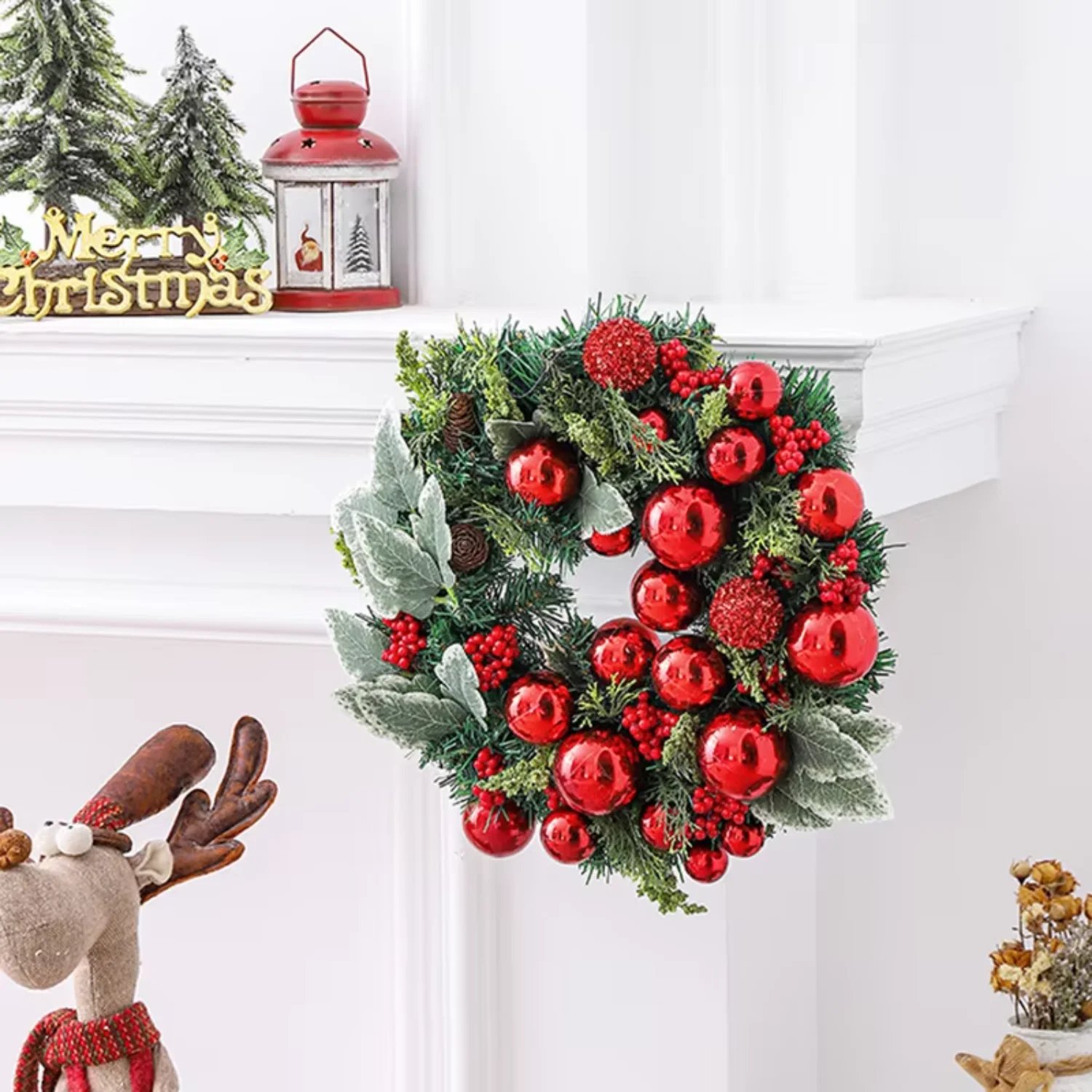 Christmas ball Christmas wreath rattan wreath door hanging window decoration props  graduation lei Graduation leis of  Wreaths