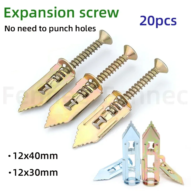 

20pcs Self Drilling Drywall Anchors with Screws Kit 30mm/40mm Length Gypsum Expansion Drywall Anchor Screw for Gypsum Board