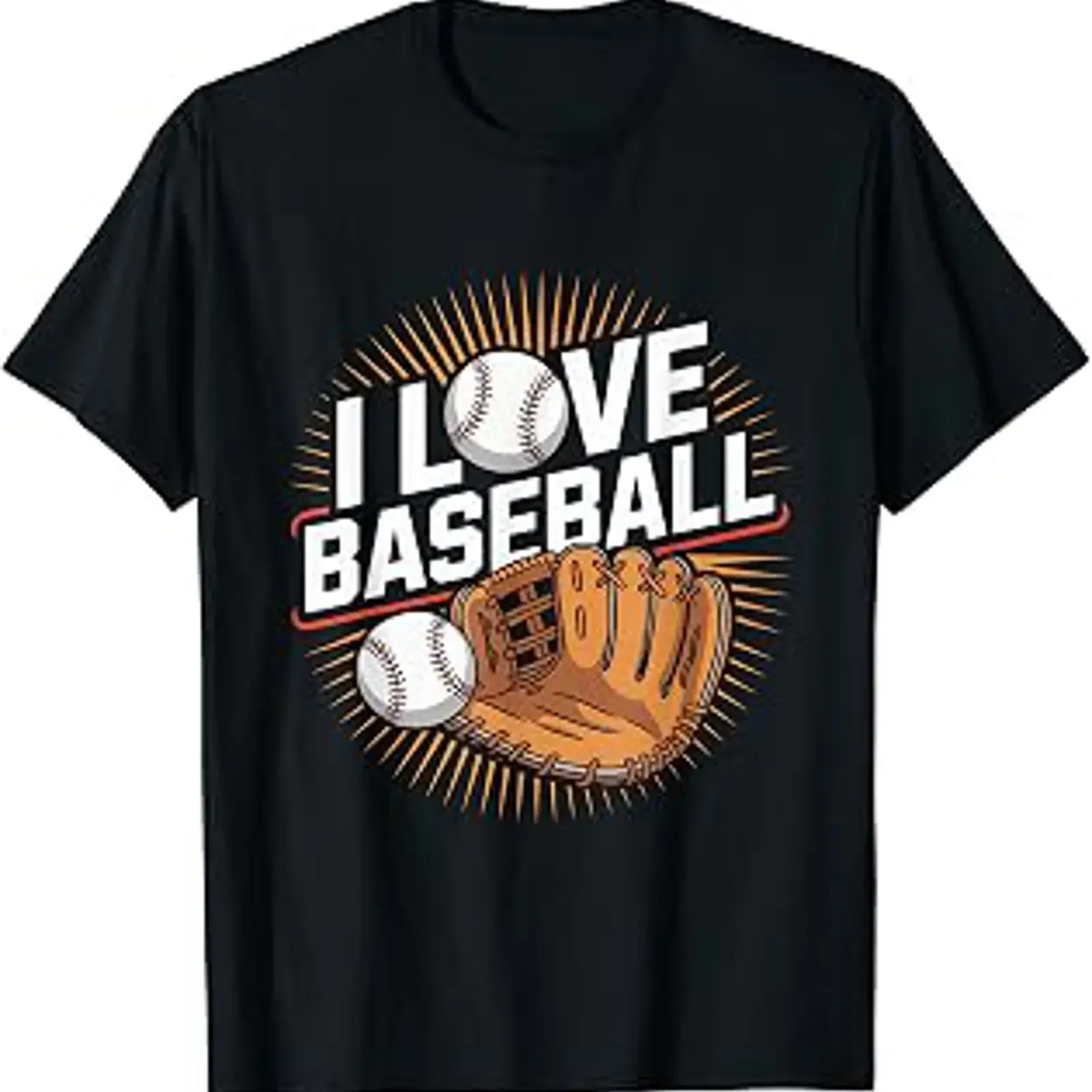I Love Baseball Enthusiast Value T Shirt vintage Washed Stylish Casual graphic homme Slightly designer clothes Comfortable