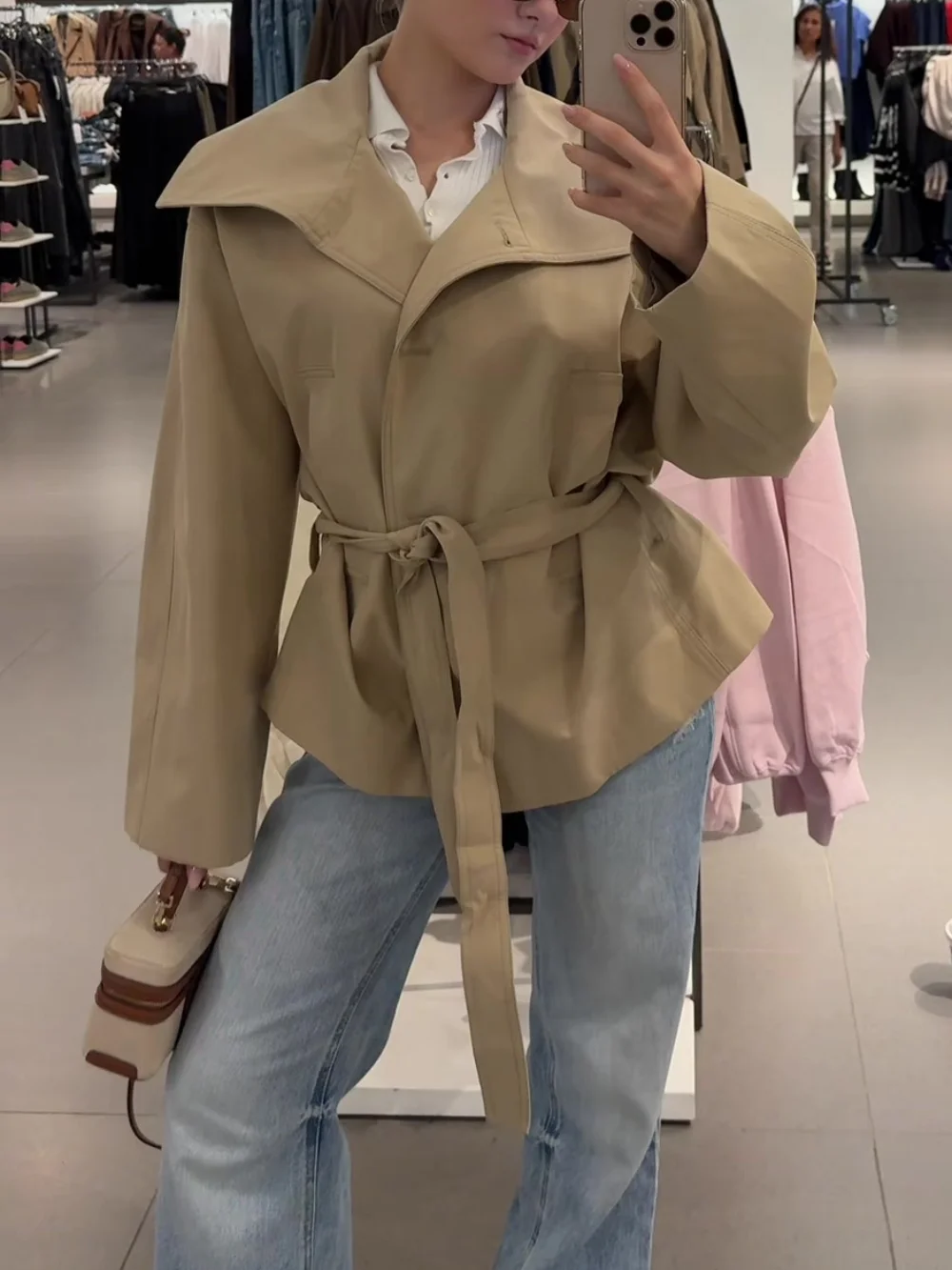 المرأة شارع العليا معطف قصير جيب التلبيب التعادل واحدة الصدر المرأة الخريف أزياء طويلة الأكمام سترة السراويل مجموعة