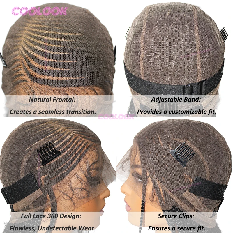 36 "الجانب جزء شعر مستعار مضفر شعر مستعار اصطناعي للنساء كورنو الضفائر الباروكات كامل الدنتلة شعر مستعار جديلة الشعر الأفريقي شعر مستعار مضفر