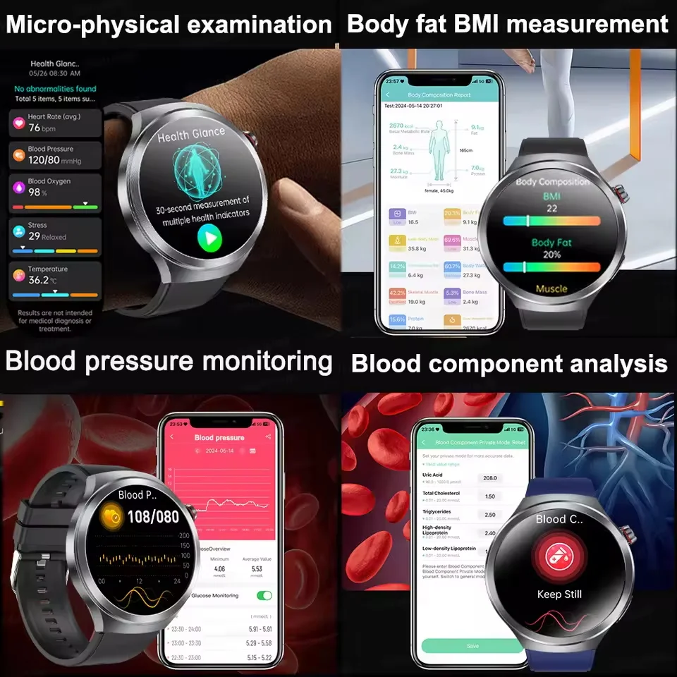 

2025 Новый анализ здоровья 1,73 "Сапфировый экран SmartWatch Мужские ЭКГ + PPG Липиды мочевой кислоты Артериальное давление Bluetooth Вызов Смарт-часы