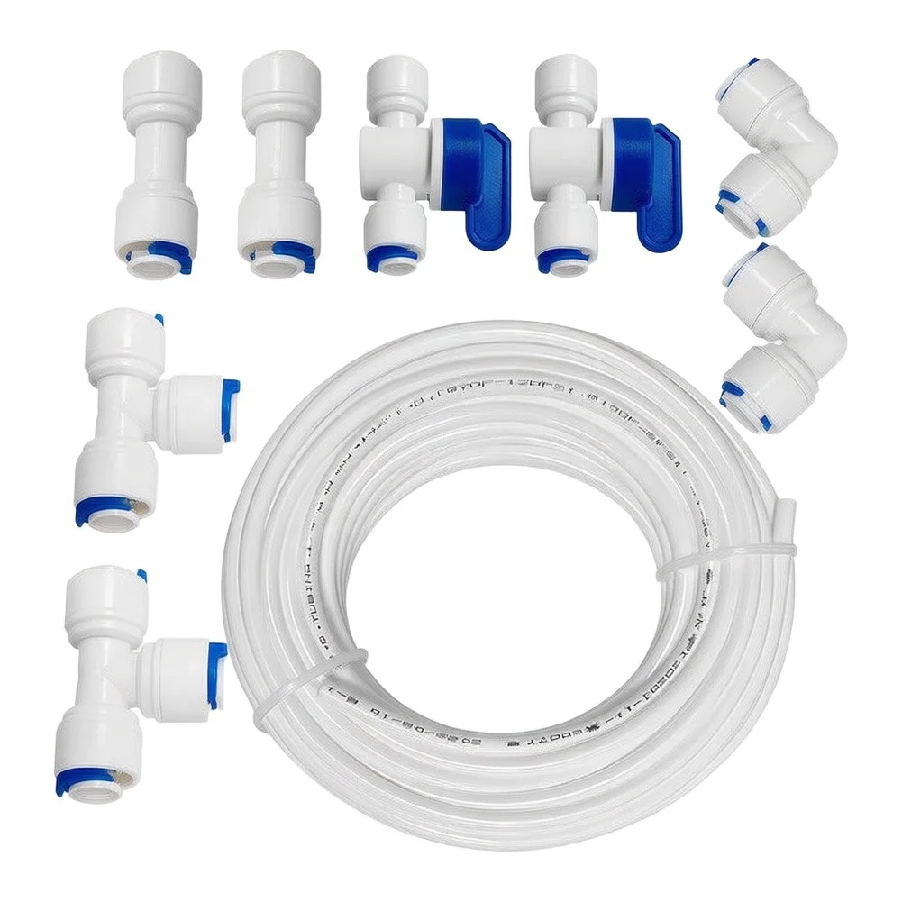 For Reverse Osmosis Quick Connect Fittings Kit 10 Meter White Plastic Tubing for Drinking Water Filter Systems