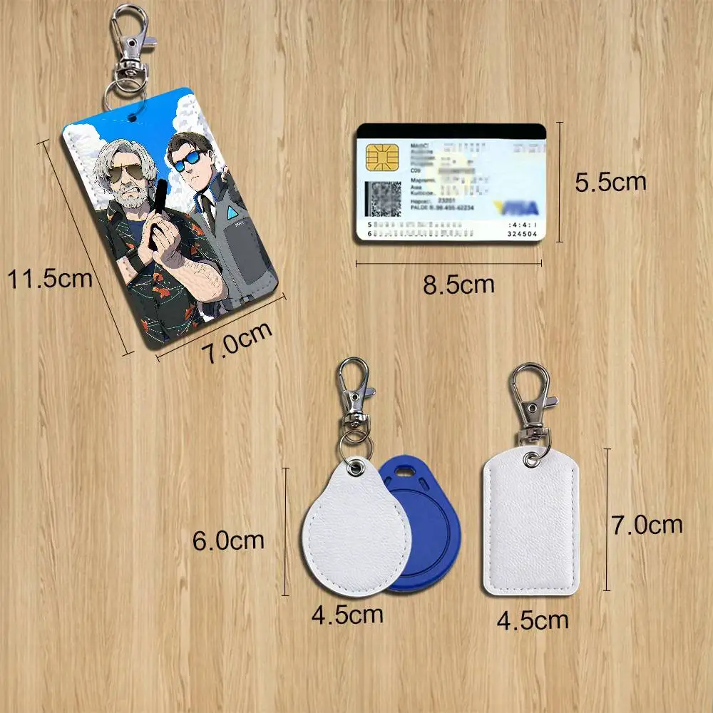 DBH game Hank Anderson Detroit Keychain Holder Suitable For Subway Bank Card Bus Card Case Badge Holder Wallet Card Textured