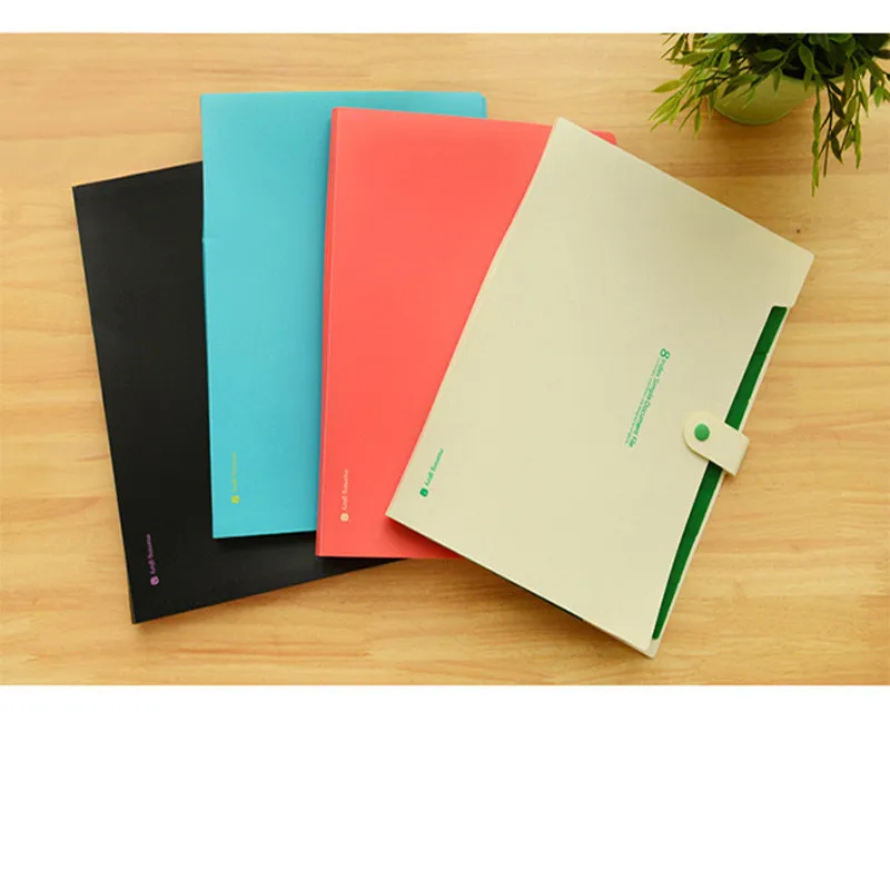 8-Cell Simple Solid Color Student Office Document Storage Folder Stationery Organizer