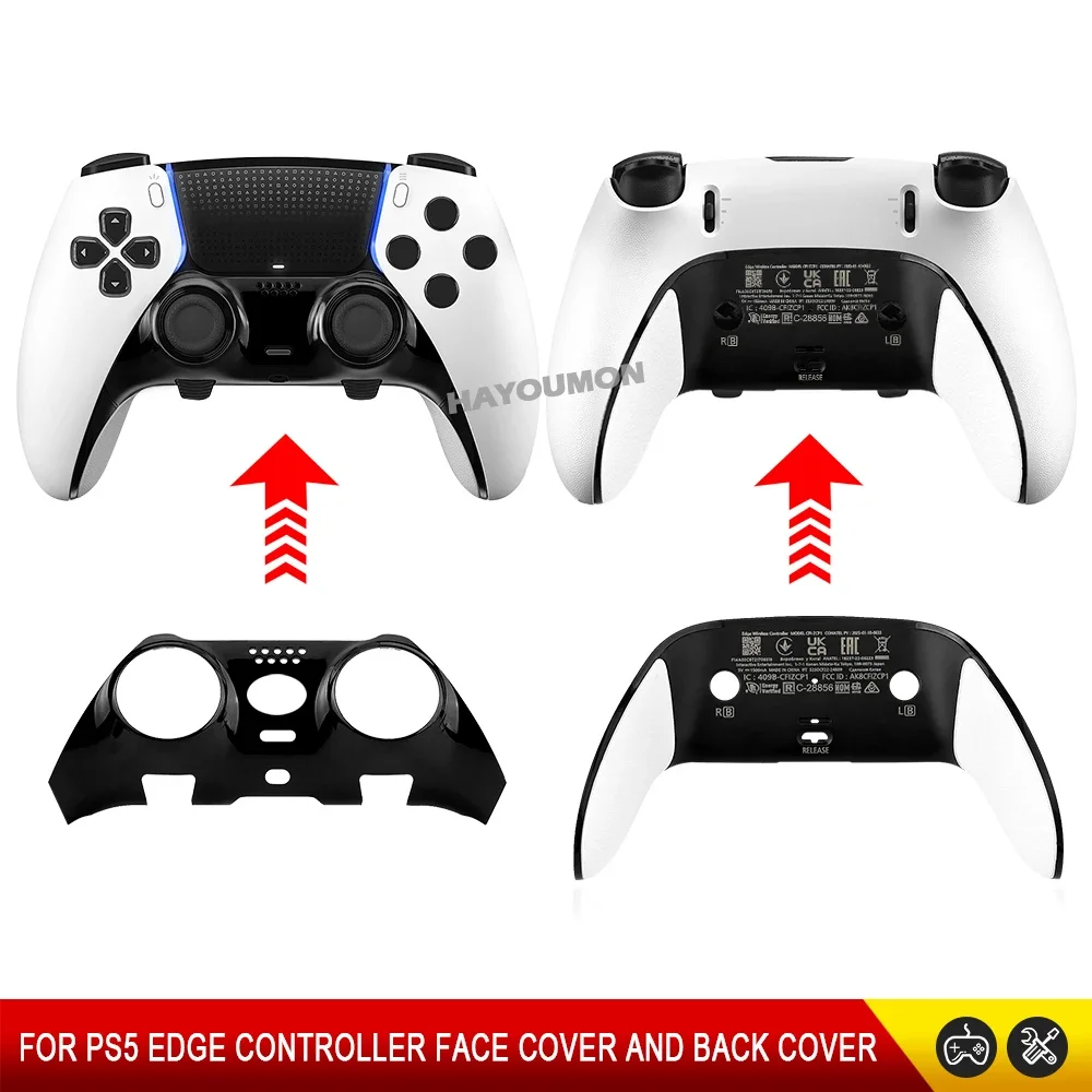 

2IN1 For PS5 Edge Wireless Controller Top Bottom Decorative Trim Shell Replacement Front Back Clip For PS5 Edge Gamepad