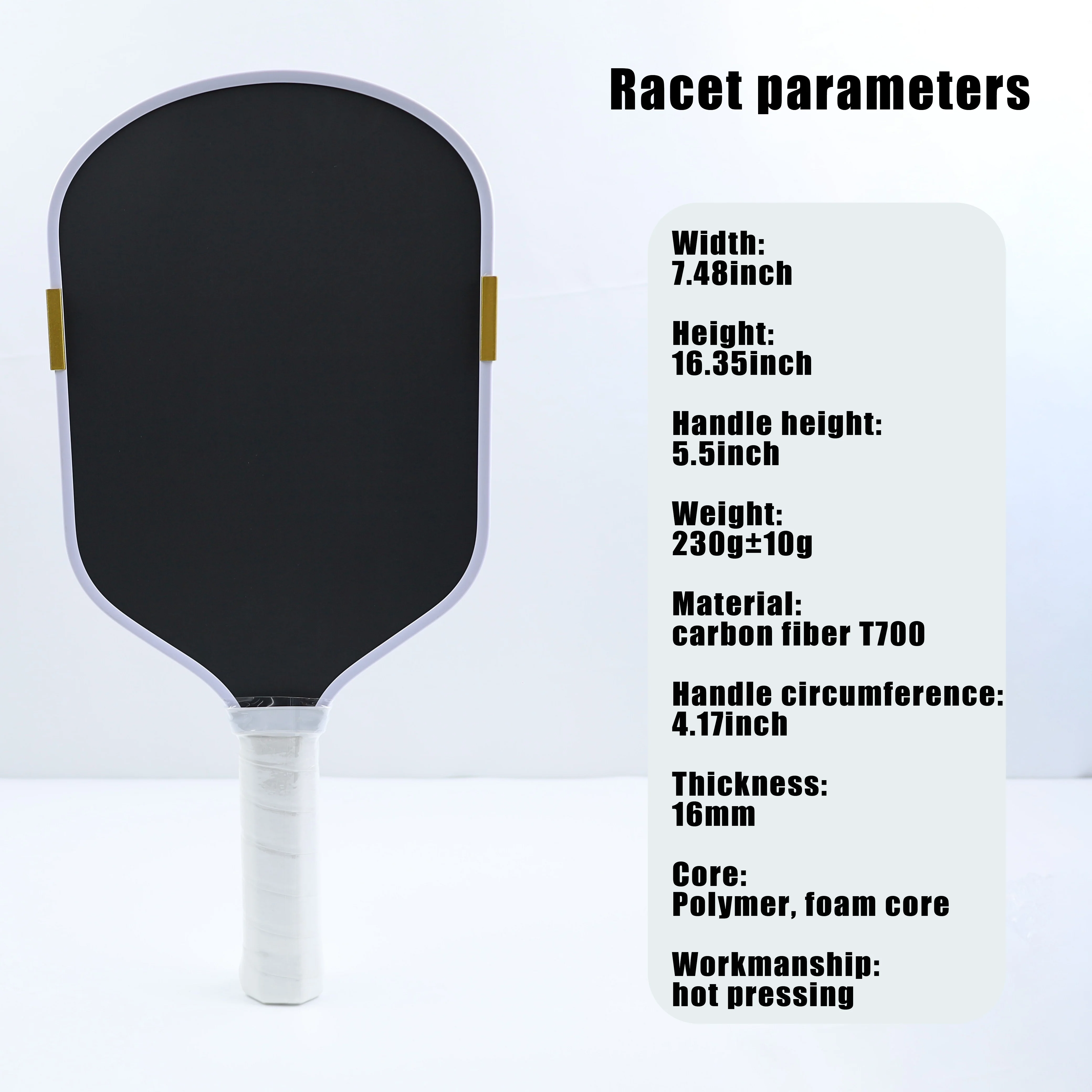 

Без печатных золотых стрелок с сердечником для пиклбола для LABS Project Style, сертифицированный USAPA, пенопластовый сердечник T700, углеродное волокно