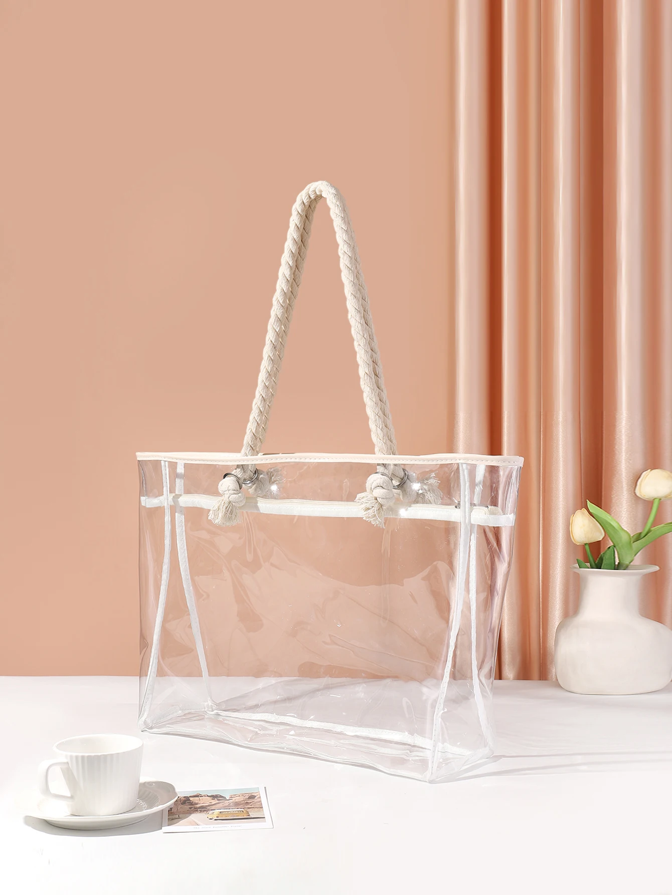 PVC Large Capacity Tote Bag Women\'s Shoulder Bag Waterproof and Anti fouling Storage Bag Organizer Bag Clear bag