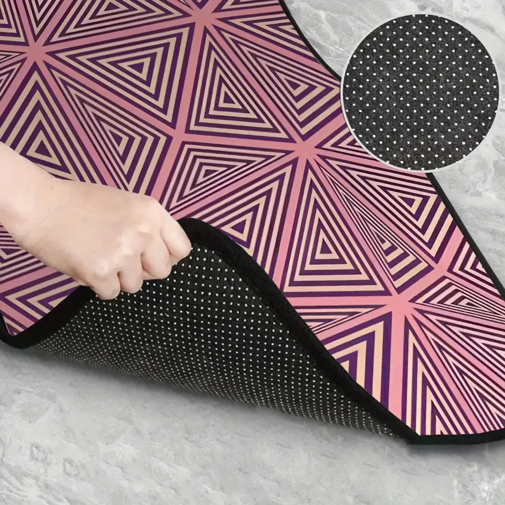 Set Of 4 Pink Geometric Triangle Car Floor Mats, Compatible With Different Car Models, An Ideal Present For Car Lovers.