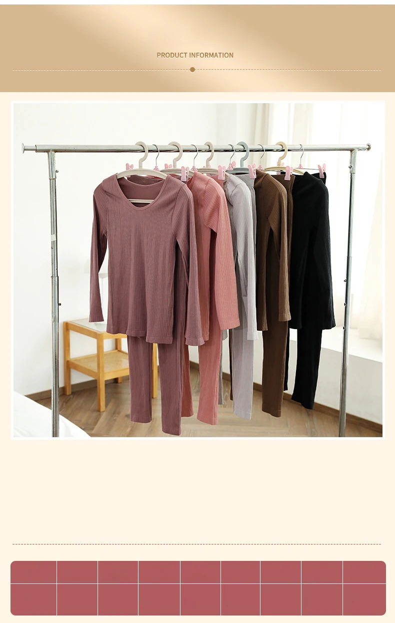 2-teiliges warmes Thermo-Unterwäscheset für Damen, sexy Unterwäsche, lange Unterhosen, Herbst-Winter-Thermo-Set, Damenkleidung mit mittelhohem Kragen und formgebendem Design. – Detail 12