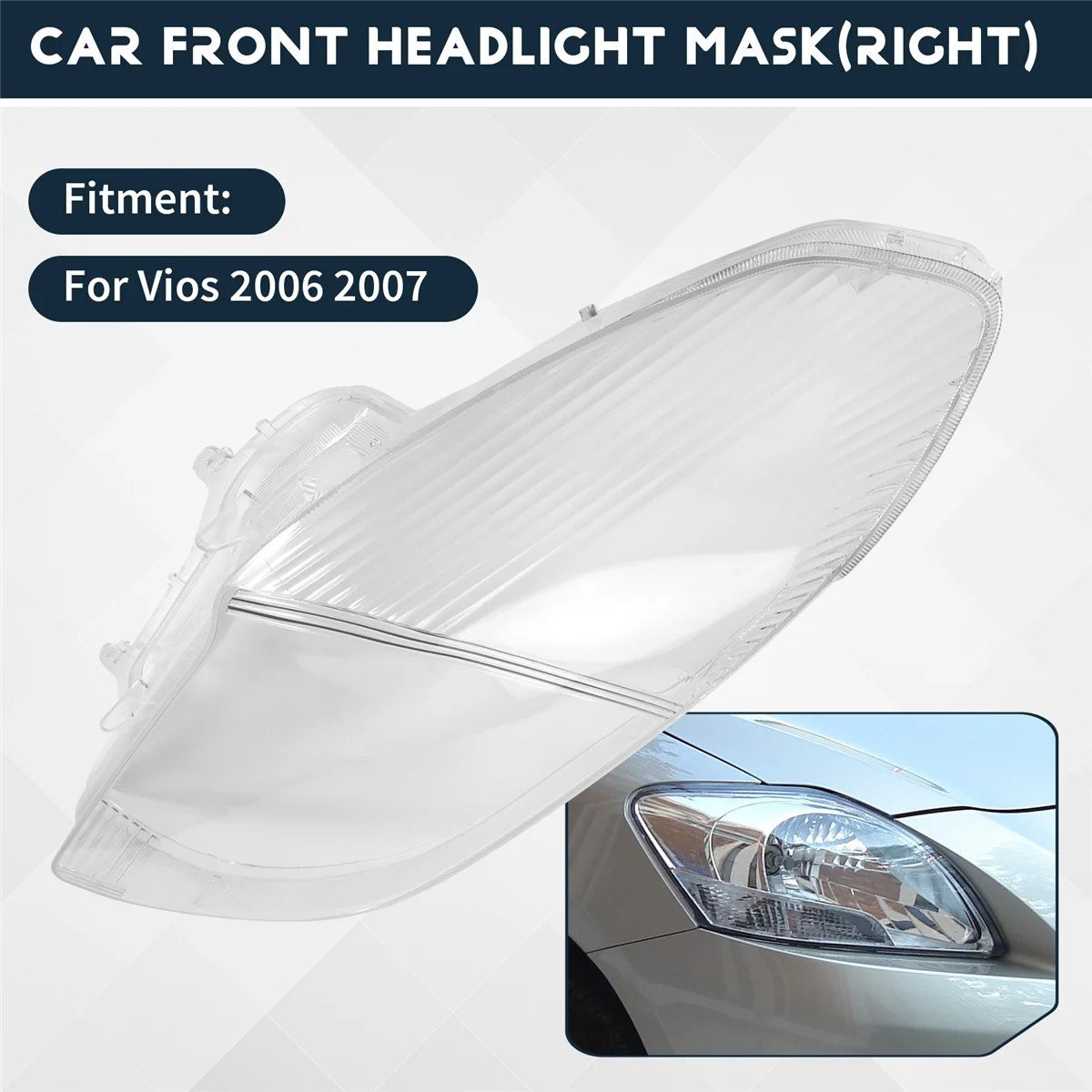 

Durable for Toyota Vios 2006 2007 Right Headlight Shell Lamp Shade Lens Cover