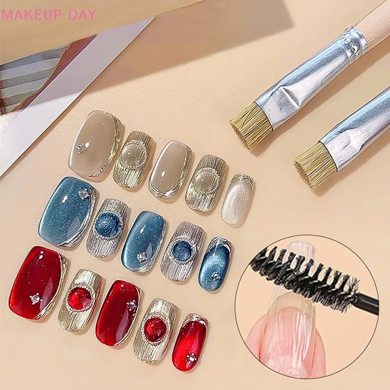 1/50 Pcs Nail Art Ripple Texture Brush French Tip Styling Nail Brush Light Therapy Brush Plastic Manicure Painting Tool