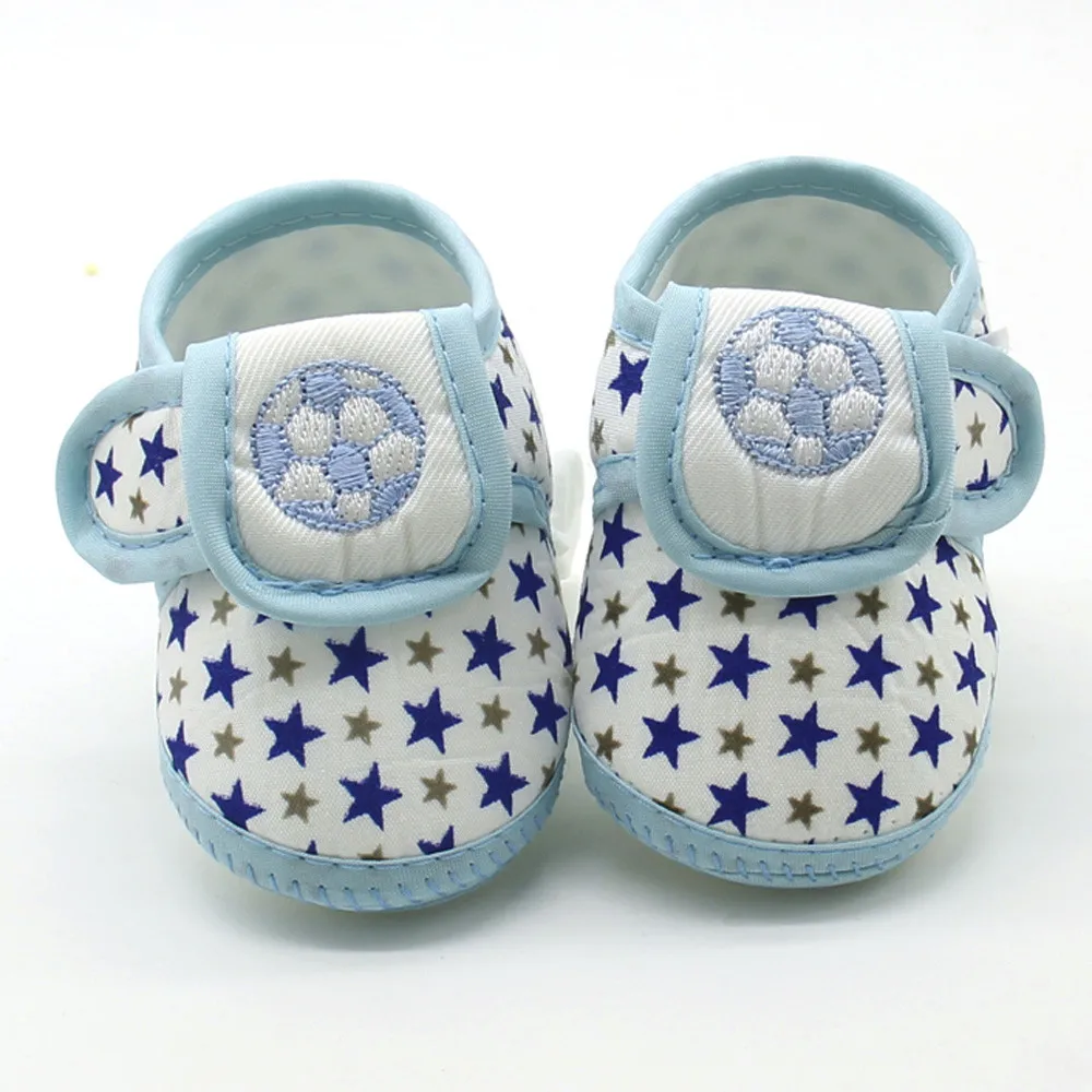 Scarpe da neonato da bambina con stampa a stella modello da calcio ricamato neonato bambino primi camminatori scarpe antiscivolo per bambini 0-18M