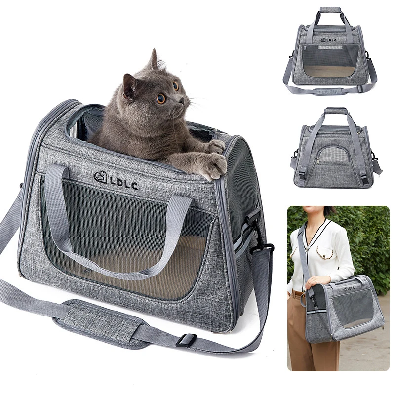 

Portable Cat Carrier Bag Foldable Cats Handbag Reflective Pet Shoulder Bag Crossbody Cat Backpack Outdoor Travel Transportation