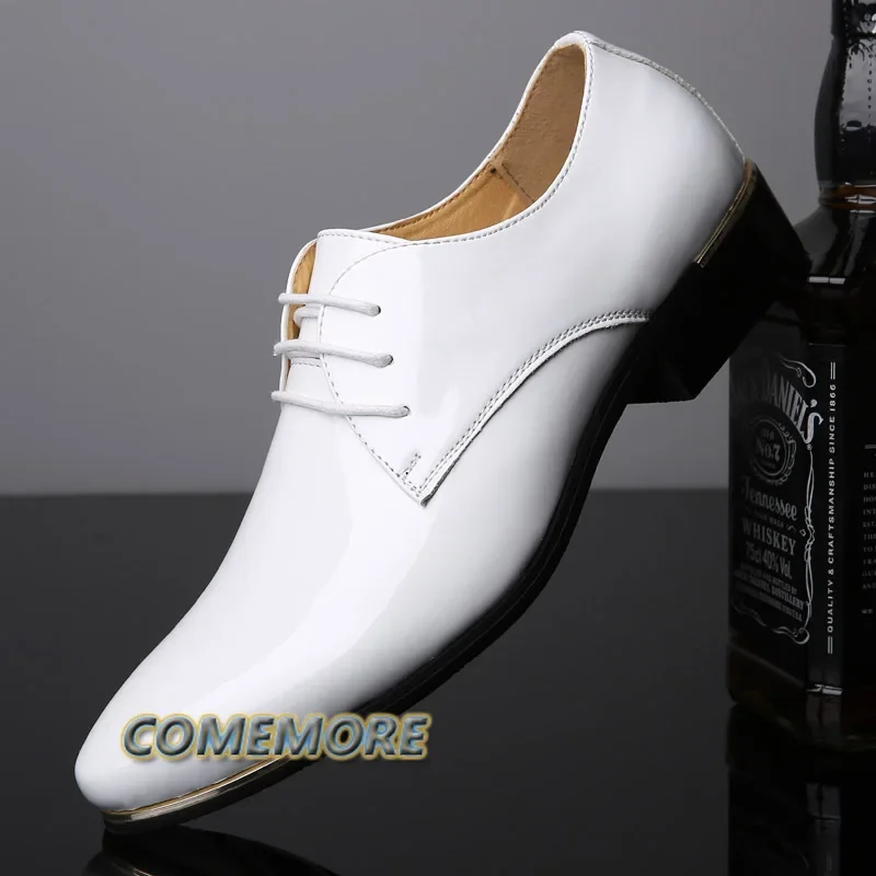 

2024 New Men's Leather Shoes Leather Casual Business Wedding Shoes White Low Heel Fashion Business Large Size Non-slip Classic