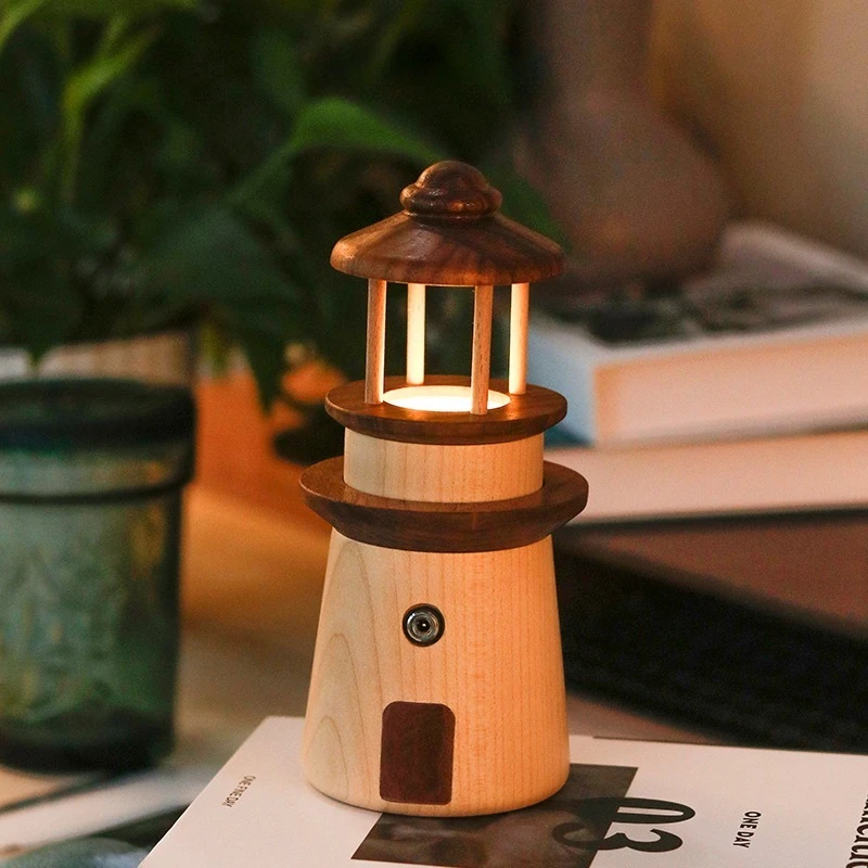 

Wooden Atmosphere Night Light Bedroom Sleep Light Weak Light Creative Gift Tabletop Ornament