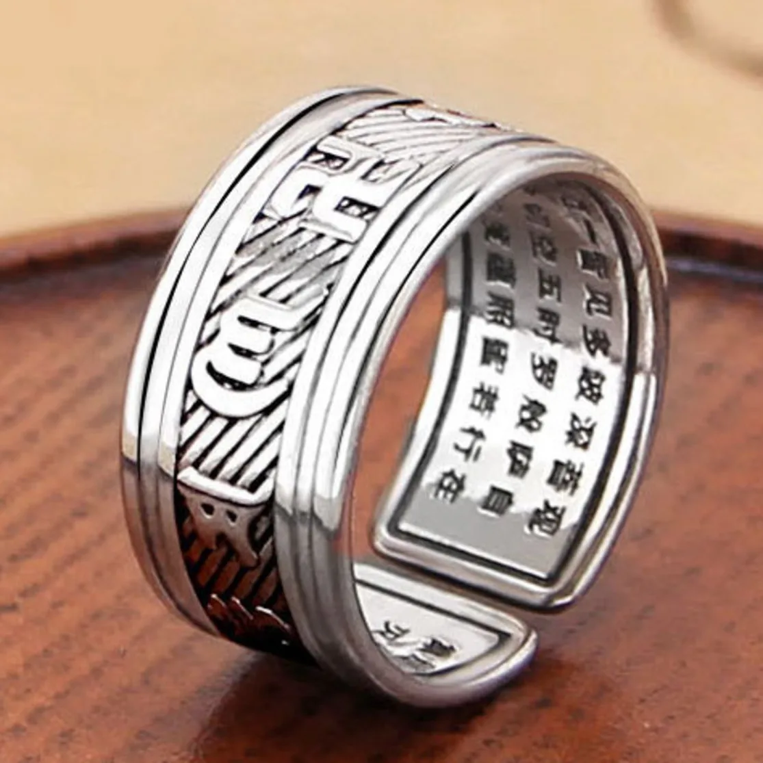 

Buddhism Swastika Tibetan Signet Resizable Size Rings For Unisex Wedding Bands Religious Men Om Mani Padme Hum Male Finger Ring